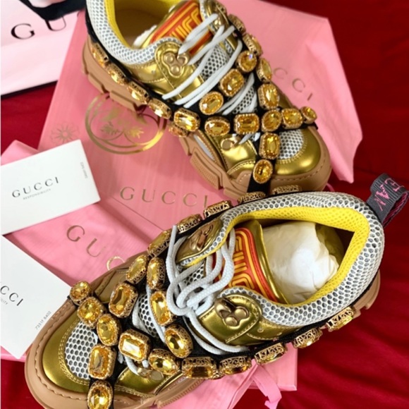 Rare๐ฅGucci FLASHTREK Crystal Embellished Sneakers - Picture 6 of 16